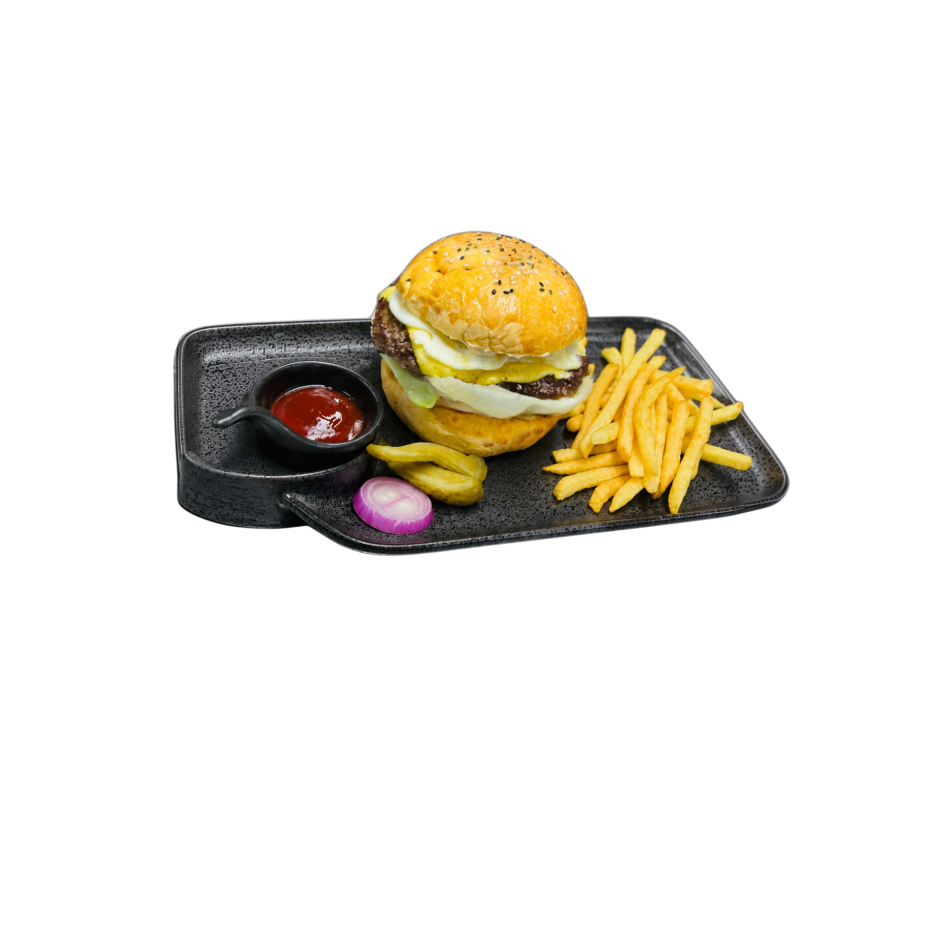 Veal Burger with Egg & Fries