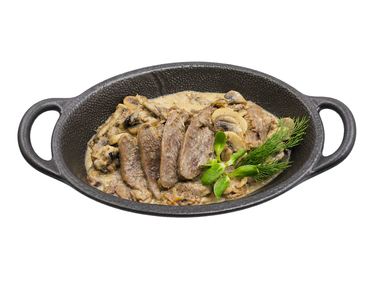 Veal Tongue with Mushrooms in Cream Sauce