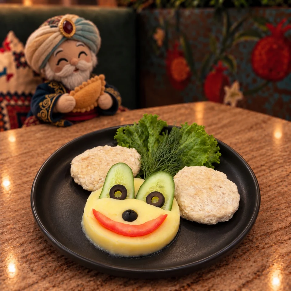Домашняя куриная котлета на пару с пюре