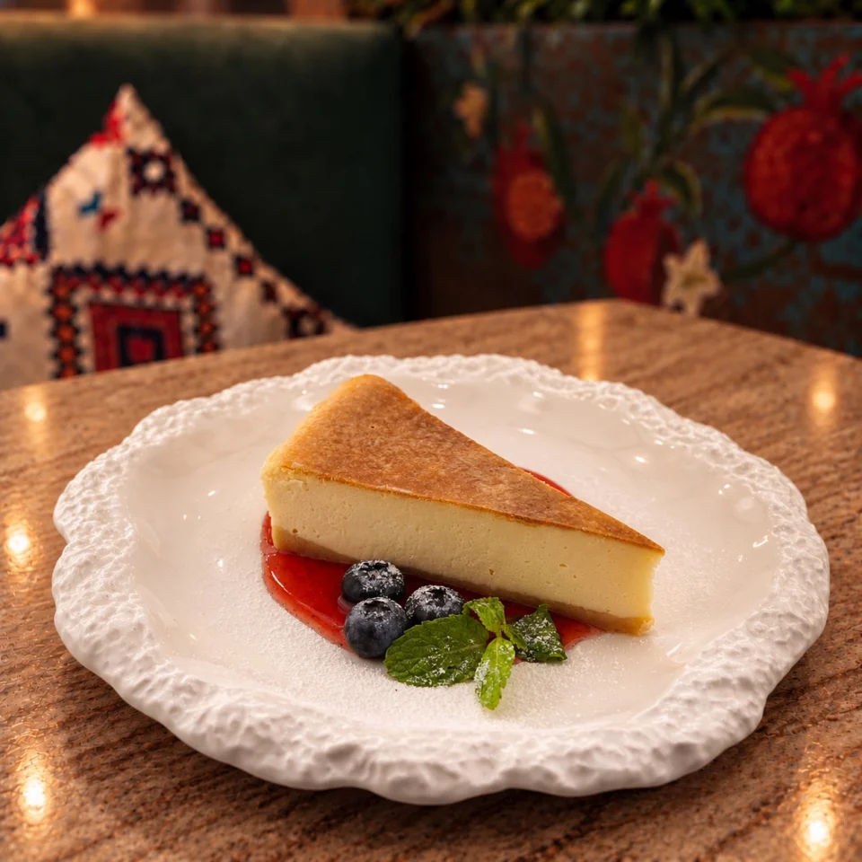 Чизкейк с клубничным соусом
