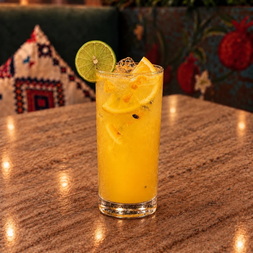 Mango-passion fruit lemonade